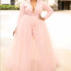 Oyemwen Custom Made Mauve Tulle Jumpsuit